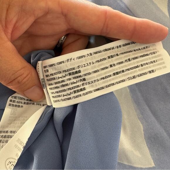 Abercrombie & Fitch Blue and White Camille High Slit Midi Slip Dress S - Picture 9 of 9